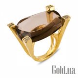 Золотое кольцо с бриллиантами и дымчатым кварцем