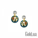 Золотые серьги с бриллиантами и эмалью